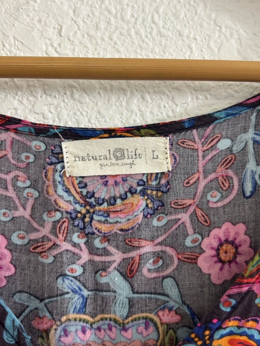 NATURAL LIFE Size L Charlotte Midi Dress BLACK PRINTED FOLK CIRCLES TIERED FLOWY - Picture 10 of 11